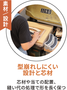 素材/設計 型崩れしにくい設計と芯材 芯材や当ての配置、縫い代の処理で形を長く保つ